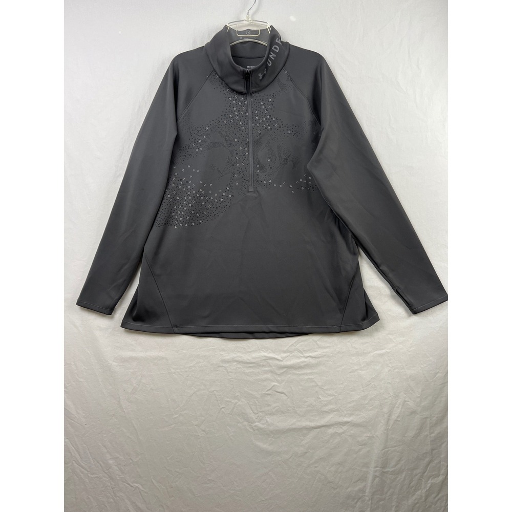 Under Armour ColdGear Quarter Zip Pullover Womens 2X Gray Graphic Thumbholes